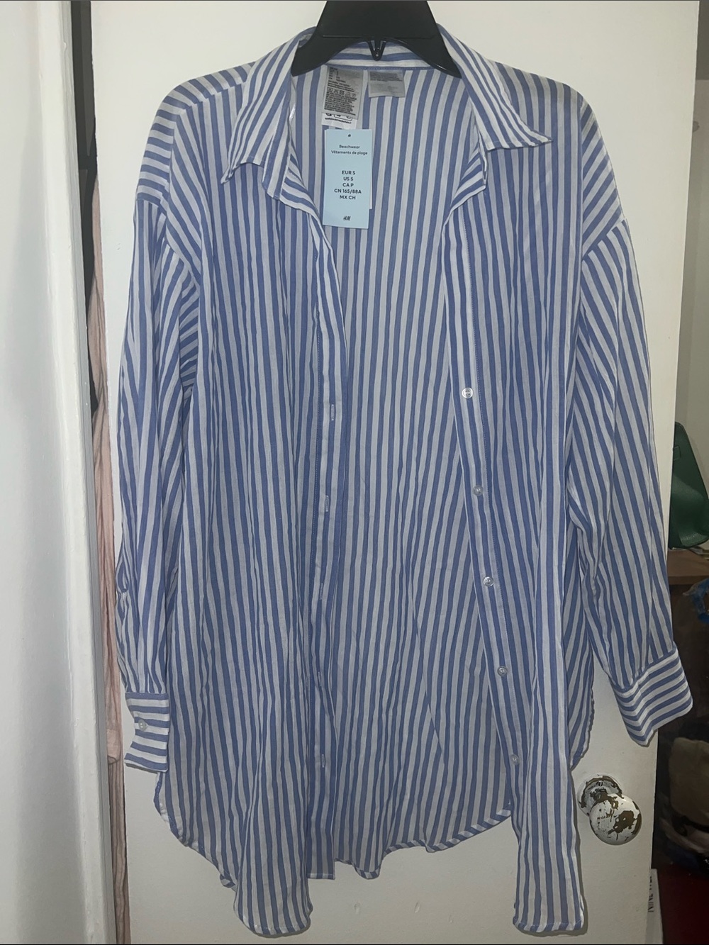 H&M Blue and White Striped Button-Down Shirt
